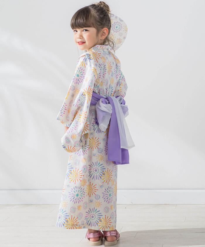 スラップ スリップ SLAP SLIP 【お揃い】花火檸檬花紋領蕾絲浴衣+帶子套裝