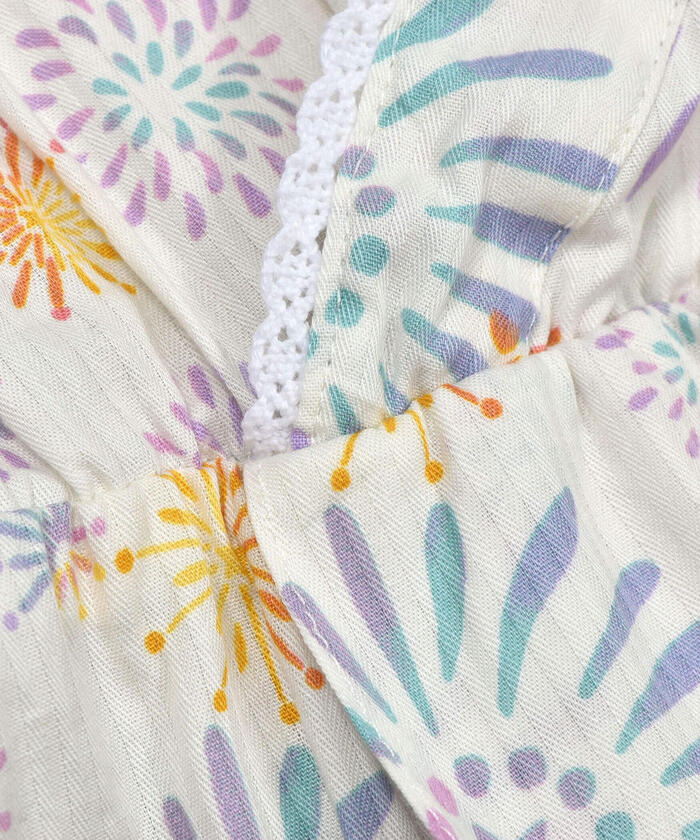 スラップ スリップ SLAP SLIP 【お揃い】花火檸檬花紋領蕾絲浴衣+帶子套裝