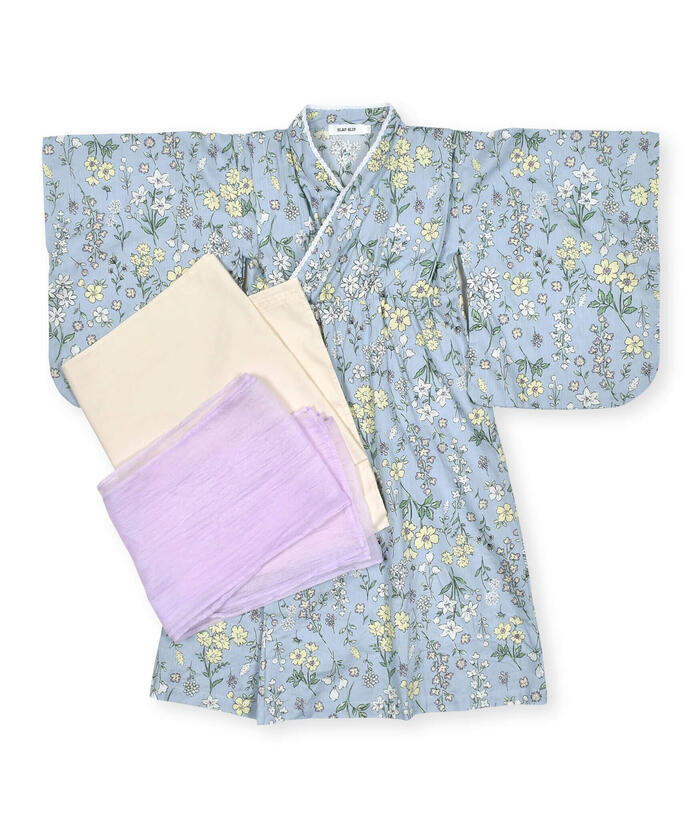 スラップ スリップ SLAP SLIP 【お揃い】花火檸檬花紋領蕾絲浴衣+帶子套裝