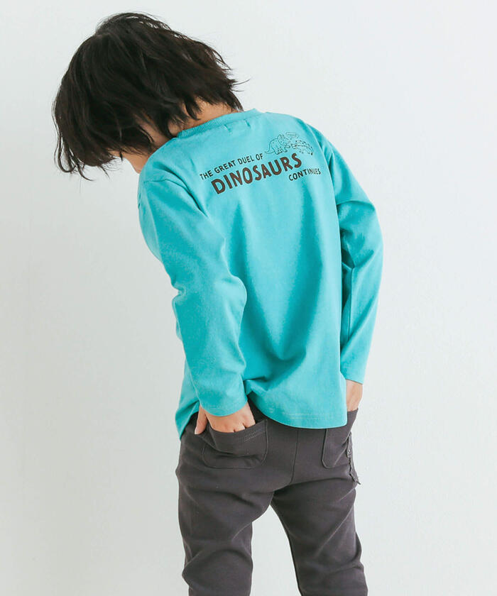 スラップ スリップ SLAP SLIP 格紋恐龍補丁刺繡長袖T恤