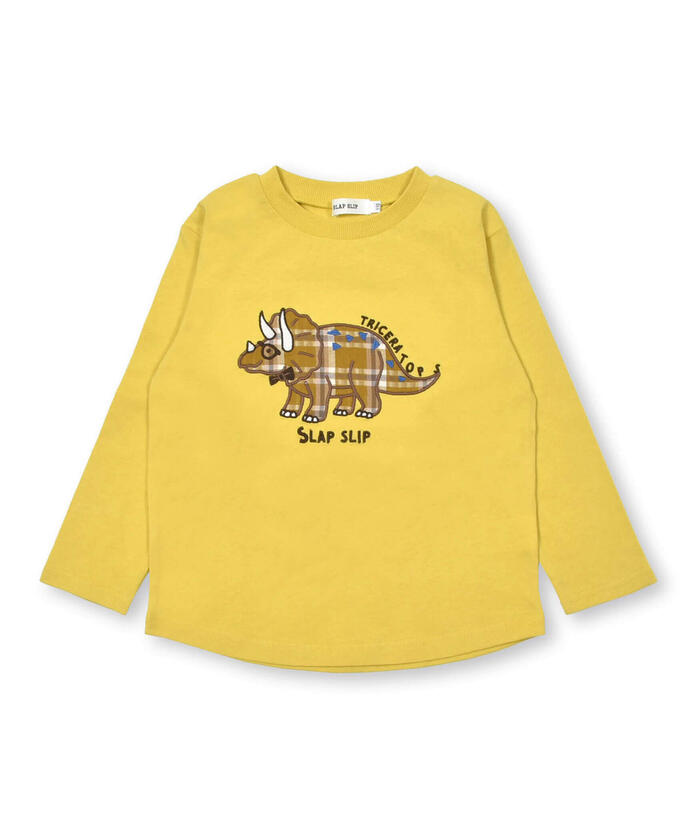 スラップ スリップ SLAP SLIP 格紋恐龍補丁刺繡長袖T恤