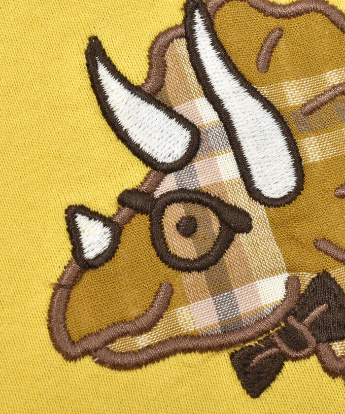 スラップ スリップ SLAP SLIP 格紋恐龍補丁刺繡長袖T恤