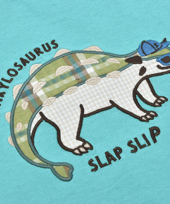 スラップ スリップ SLAP SLIP 格紋恐龍補丁刺繡長袖T恤