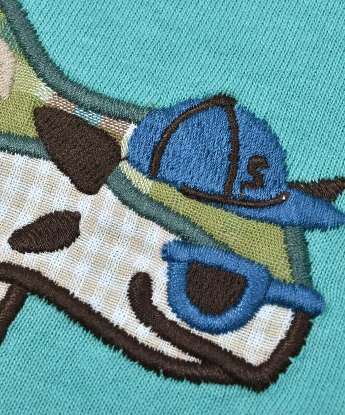 スラップ スリップ SLAP SLIP 格紋恐龍補丁刺繡長袖T恤