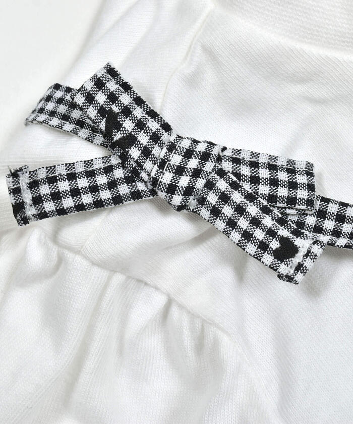 Slap Slip SLAP SLIP 【Matching】 Gingham Check Stripe Pattern Bustier Docking 7/8 Sleeve T-Shirt (80~1