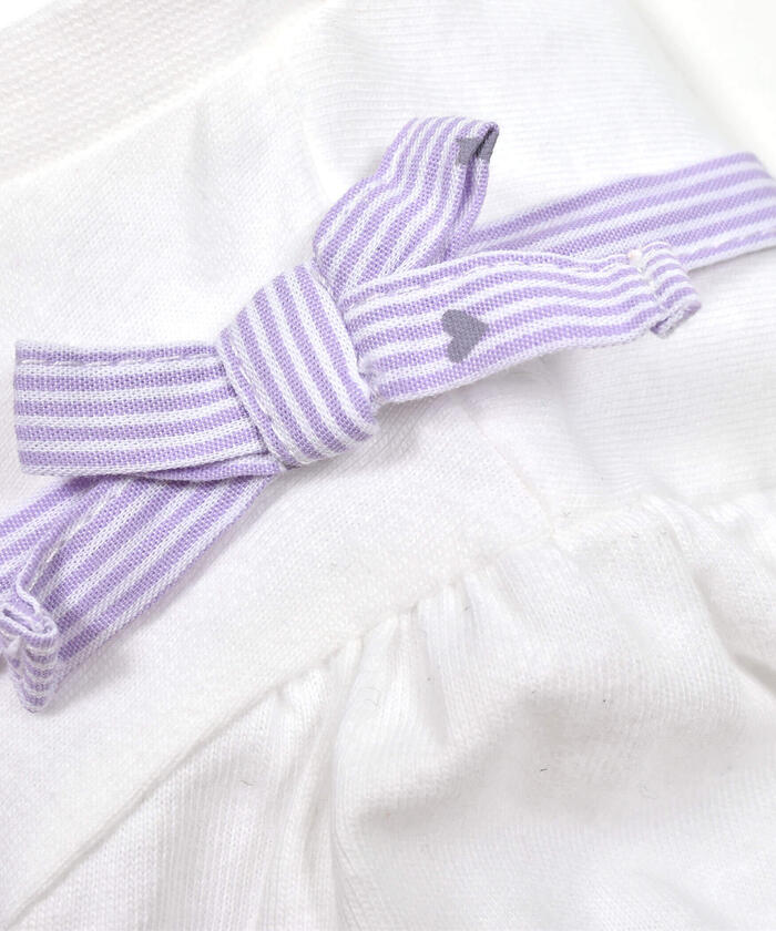 Slap Slip SLAP SLIP 【Matching】 Gingham Check Stripe Pattern Bustier Docking 7/8 Sleeve T-Shirt (80~1