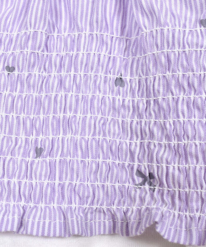 Slap Slip SLAP SLIP 【Matching】 Gingham Check Stripe Pattern Bustier Docking 7/8 Sleeve T-Shirt (80~1