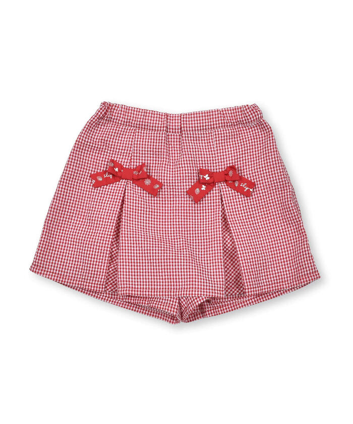 Slap Slip SLAP SLIP 【Matching】 Strawberry Print All-Over Check Pattern Skirt with Ribbon Front Tucks (90~1