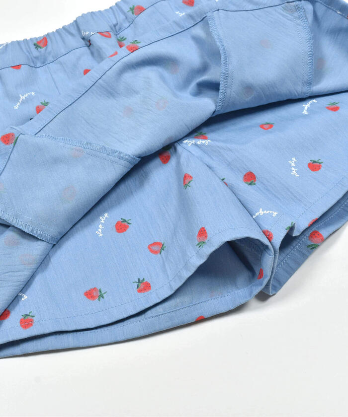 Slap Slip SLAP SLIP 【Matching】 Strawberry Print All-Over Check Pattern Skirt with Ribbon Front Tucks (90~1