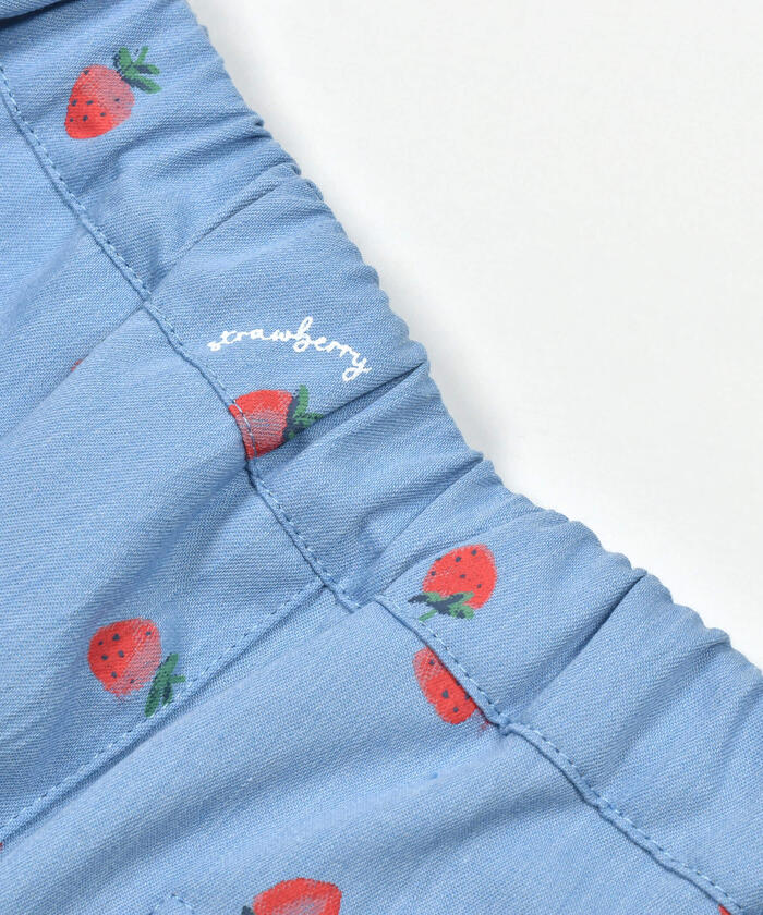 Slap Slip SLAP SLIP 【Matching】 Strawberry Print All-Over Check Pattern Skirt with Ribbon Front Tucks (90~1
