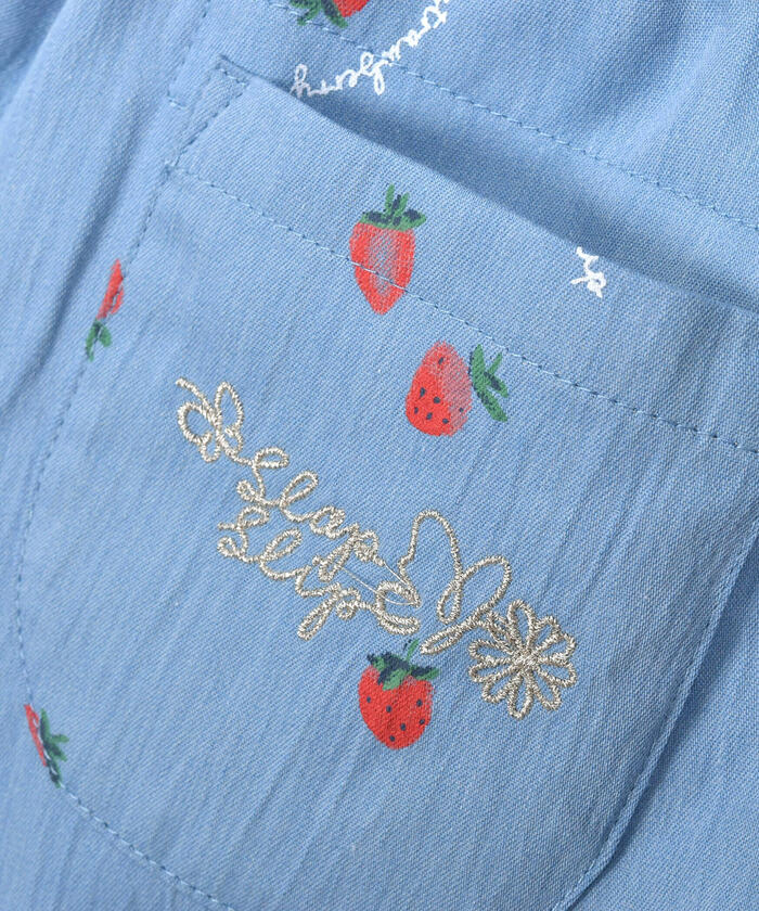 Slap Slip SLAP SLIP 【Matching】 Strawberry Print All-Over Check Pattern Skirt with Ribbon Front Tucks (90~1