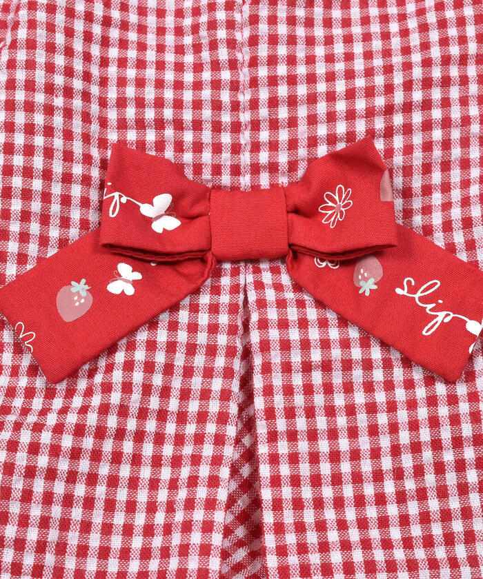 Slap Slip SLAP SLIP 【Matching】 Strawberry Print All-Over Check Pattern Skirt with Ribbon Front Tucks (90~1