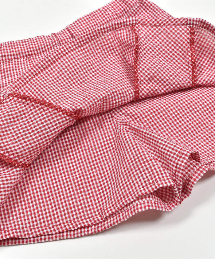 Slap Slip SLAP SLIP 【Matching】 Strawberry Print All-Over Check Pattern Skirt with Ribbon Front Tucks (90~1