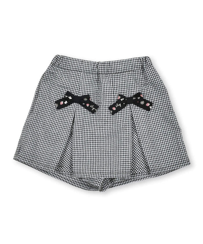 Slap Slip SLAP SLIP 【Matching】 Strawberry Print All-Over Check Pattern Skirt with Ribbon Front Tucks (90~1