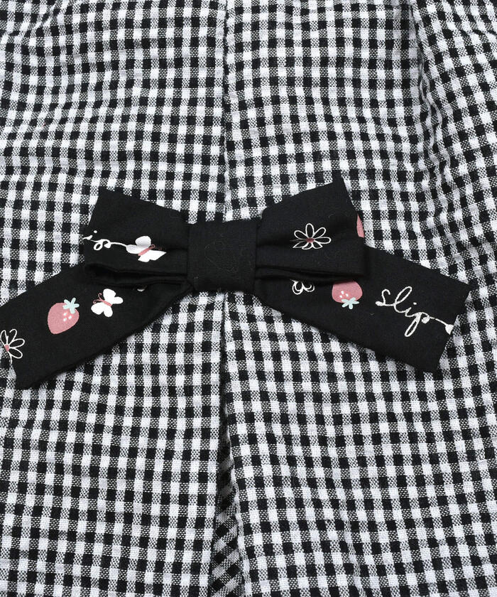 Slap Slip SLAP SLIP 【Matching】 Strawberry Print All-Over Check Pattern Skirt with Ribbon Front Tucks (90~1