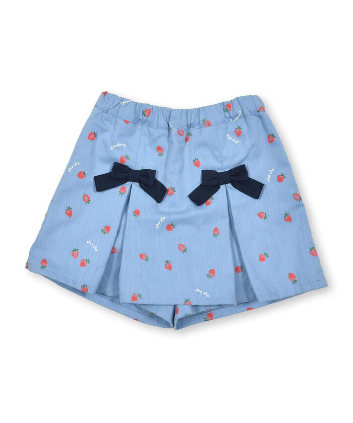 Slap Slip SLAP SLIP 【Matching】 Strawberry Print All-Over Check Pattern Skirt with Ribbon Front Tucks (90~1