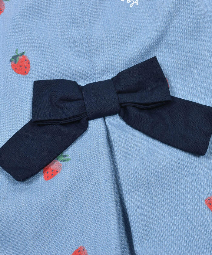 Slap Slip SLAP SLIP 【Matching】 Strawberry Print All-Over Check Pattern Skirt with Ribbon Front Tucks (90~1