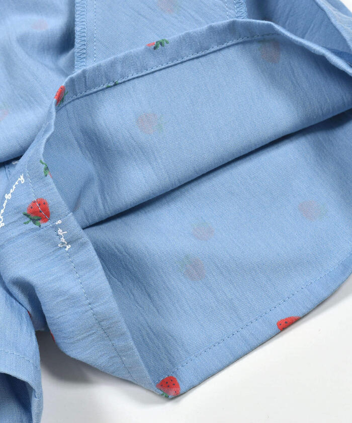Slap Slip SLAP SLIP 【Matching】 Strawberry Print All-Over Check Pattern Skirt with Ribbon Front Tucks (90~1
