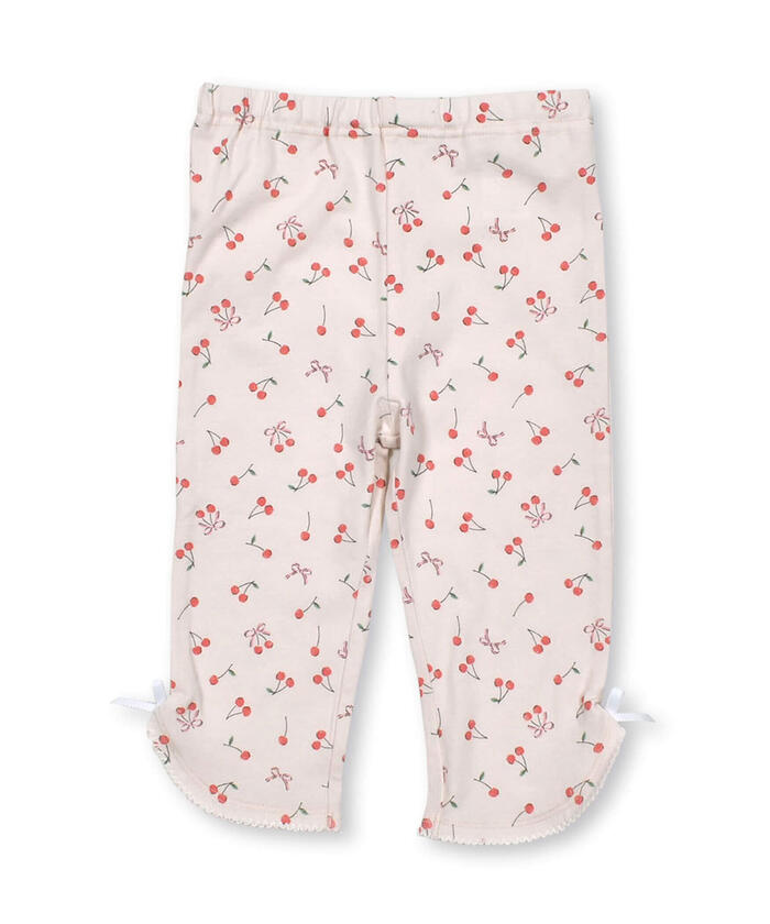 Slap Slip SLAP SLIP 【Matching】 Solid Cherry Ribbon Floral Pattern Leggings with 6/10 Length