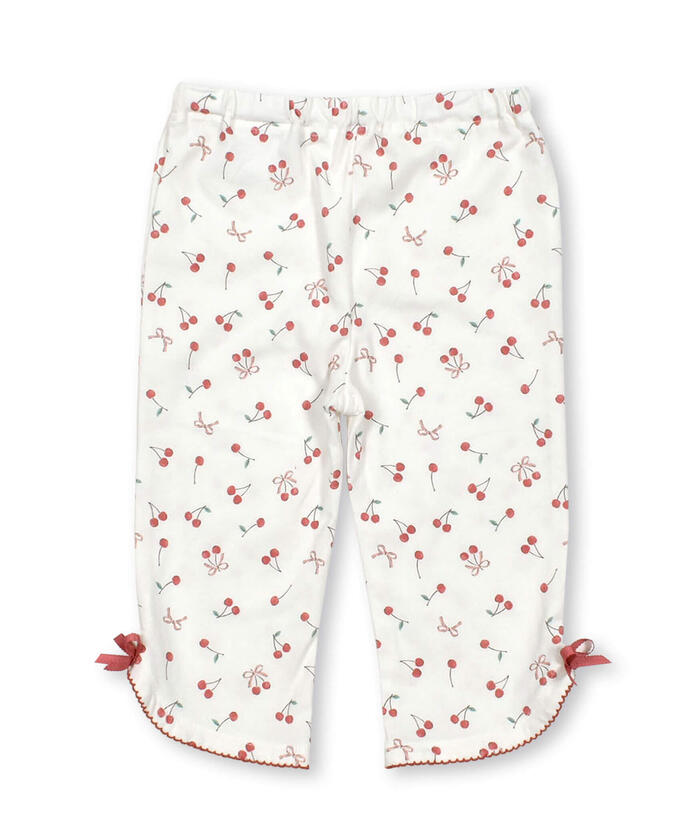 Slap Slip SLAP SLIP 【Matching】 Solid Cherry Ribbon Floral Pattern Leggings with 6/10 Length