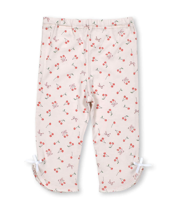 Slap Slip SLAP SLIP 【Matching】 Solid Cherry Ribbon Floral Pattern Leggings with 6/10 Length