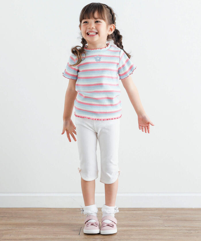 Slap Slip SLAP SLIP 【Matching】 Solid Cherry Ribbon Floral Pattern Leggings with 6/10 Length
