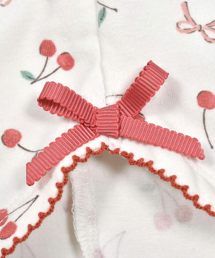 Slap Slip SLAP SLIP 【Matching】 Solid Cherry Ribbon Floral Pattern Leggings with 6/10 Length