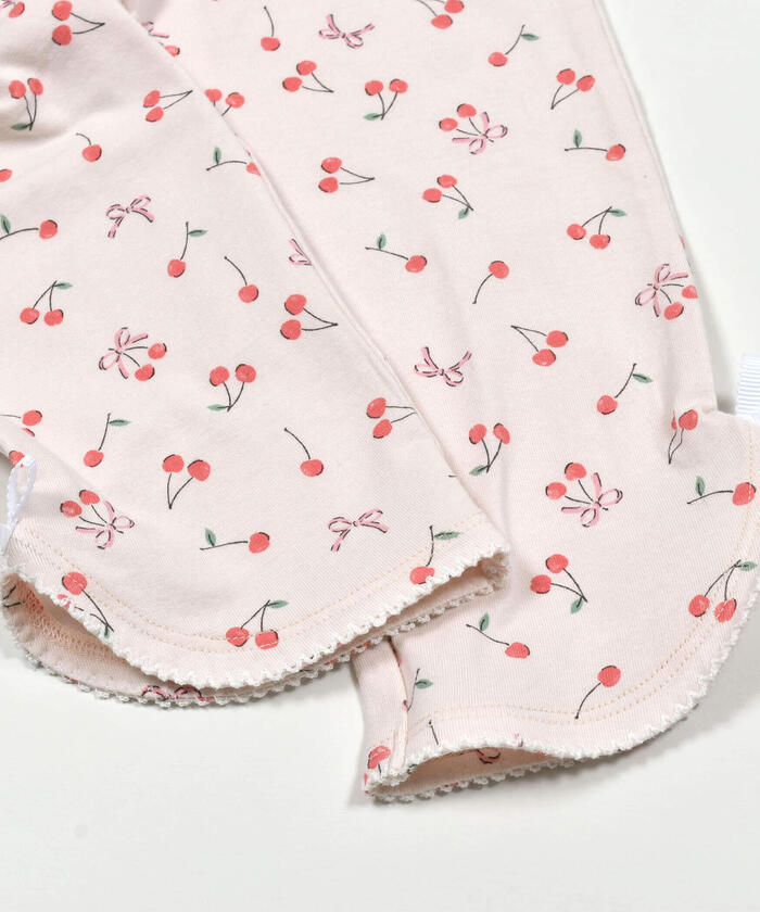 Slap Slip SLAP SLIP 【Matching】 Solid Cherry Ribbon Floral Pattern Leggings with 6/10 Length