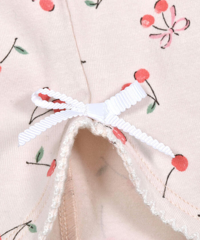 Slap Slip SLAP SLIP 【Matching】 Solid Cherry Ribbon Floral Pattern Leggings with 6/10 Length