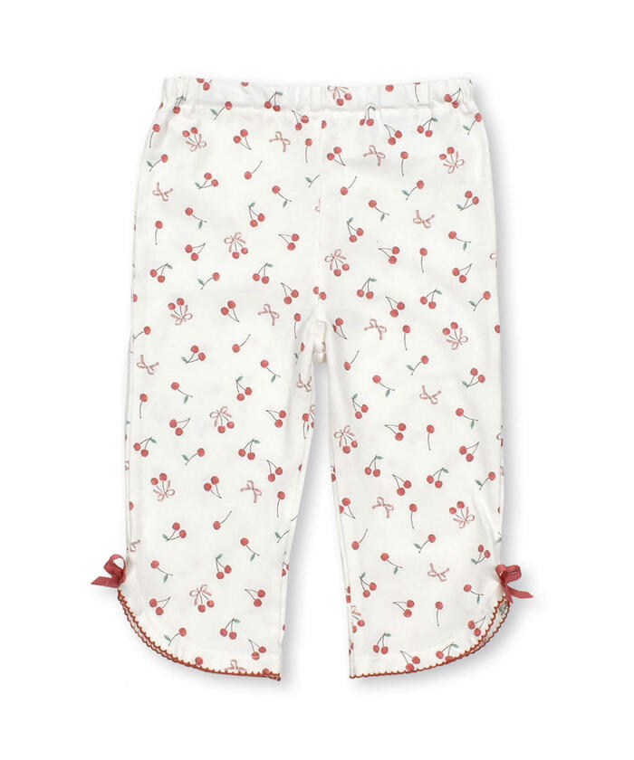Slap Slip SLAP SLIP 【Matching】 Solid Cherry Ribbon Floral Pattern Leggings with 6/10 Length