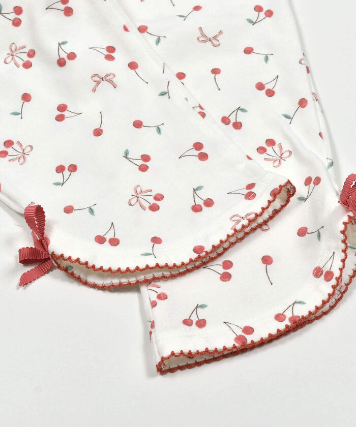 Slap Slip SLAP SLIP 【Matching】 Solid Cherry Ribbon Floral Pattern Leggings with 6/10 Length