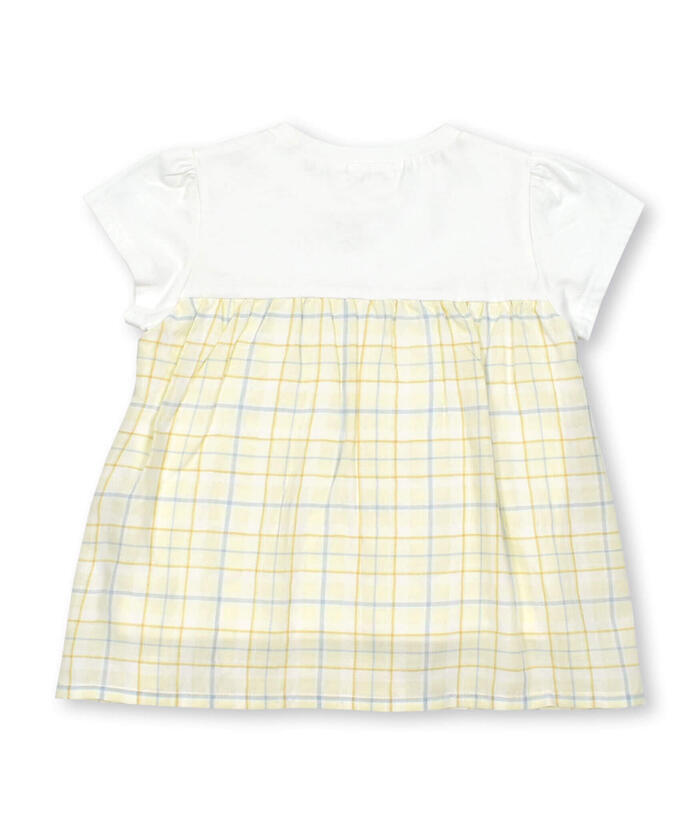 Slap Slip SLAP SLIP 【Matching】 Front Ribbon Check Stripe Pattern Switch Half Sleeve T-Shirt (80~130c)