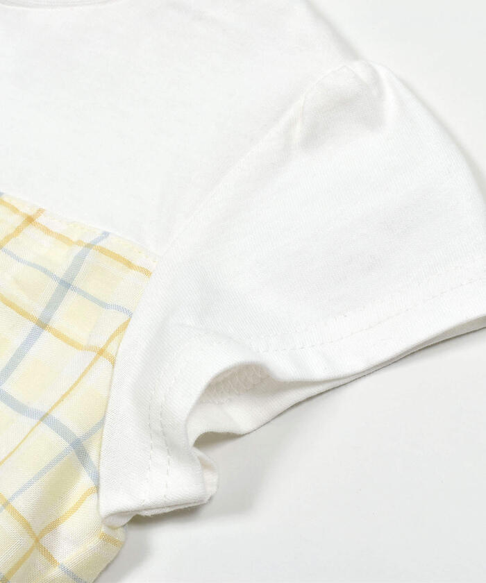 Slap Slip SLAP SLIP 【Matching】 Front Ribbon Check Stripe Pattern Switch Half Sleeve T-Shirt (80~130c)