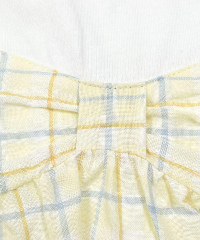 Slap Slip SLAP SLIP 【Matching】 Front Ribbon Check Stripe Pattern Switch Half Sleeve T-Shirt (80~130c)