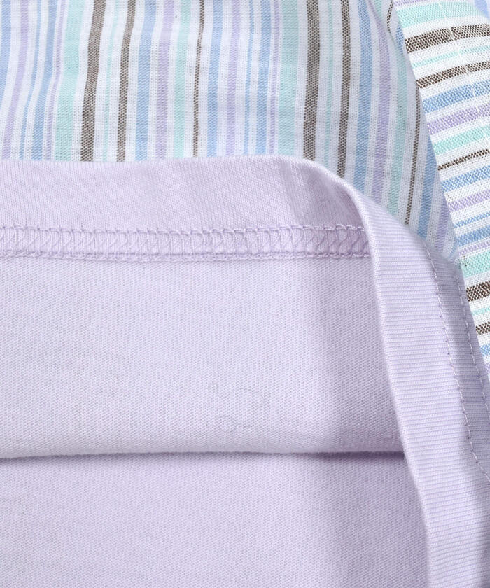 Slap Slip SLAP SLIP 【Matching】 Front Ribbon Check Stripe Pattern Switch Half Sleeve T-Shirt (80~130c)