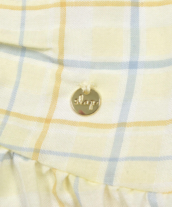 Slap Slip SLAP SLIP 【Matching】 Front Ribbon Check Stripe Pattern Switch Half Sleeve T-Shirt (80~130c)