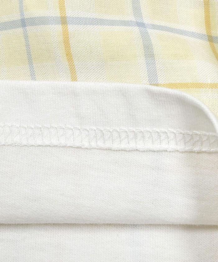 Slap Slip SLAP SLIP 【Matching】 Front Ribbon Check Stripe Pattern Switch Half Sleeve T-Shirt (80~130c)