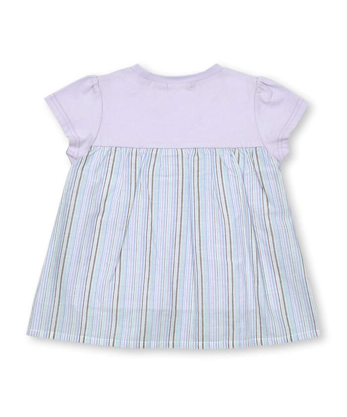 Slap Slip SLAP SLIP 【Matching】 Front Ribbon Check Stripe Pattern Switch Half Sleeve T-Shirt (80~130c)