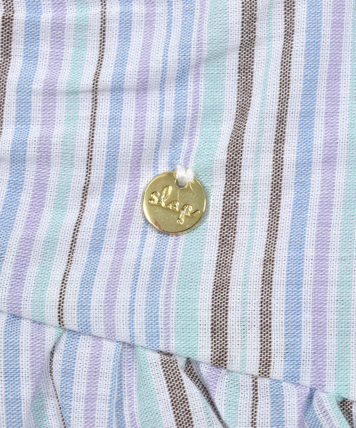 Slap Slip SLAP SLIP 【Matching】 Front Ribbon Check Stripe Pattern Switch Half Sleeve T-Shirt (80~130c)