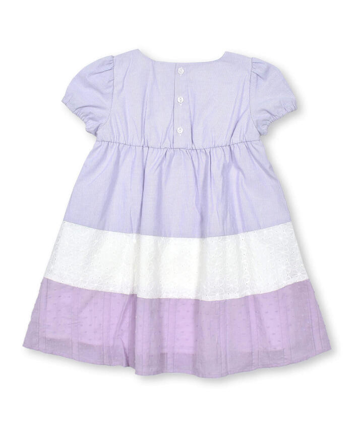 Slap Slip SLAP SLIP Smocking Lace Panel Tiered Dress