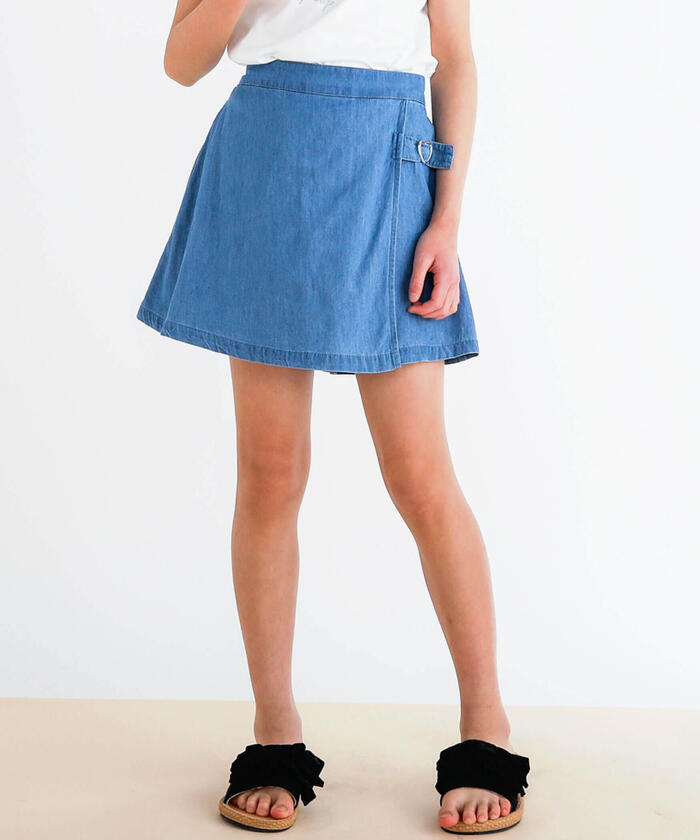 Slap Slip Denim Bustier Heart Buckle Skirt Set