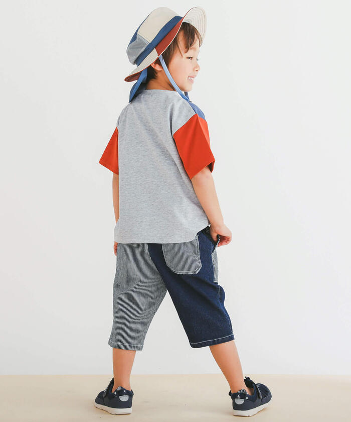 スラップ スリップ SLAP SLIP ポケット付きビッグシルエットバイカラー半袖Tシャツ(80~130cm) （グレー系） グレー系