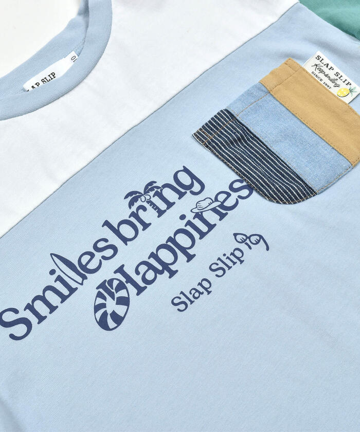 スラップ スリップ SLAP SLIP 口袋大版型雙色短袖T恤