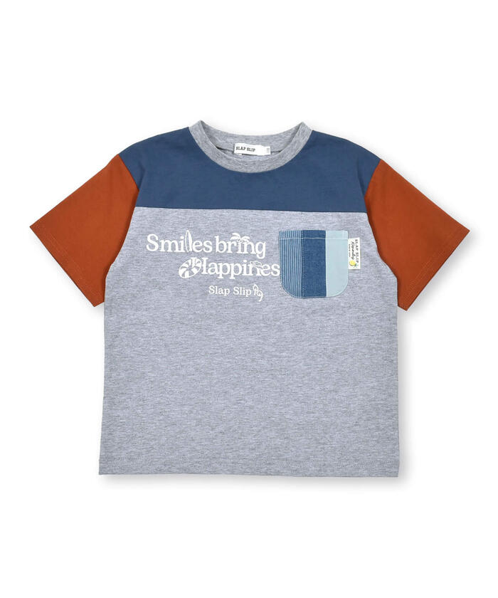 スラップ スリップ SLAP SLIP ポケット付きビッグシルエットバイカラー半袖Tシャツ(80~130cm) （グレー系） グレー系