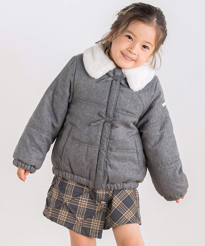 スラップ スリップ SLAP SLIP フワフワファー襟リボン付きショートジャケット