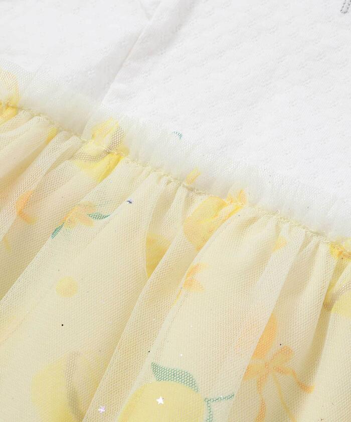 スラップ スリップ SLAP SLIP スイーツ刺しゅうフルーツ柄チュールワンピース(80~130cm) （イエロー系） イエロー系