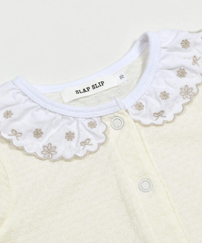 Slap Slip Baby Scalloped Edge Embroidered Collar Bodysuit Mini Baby