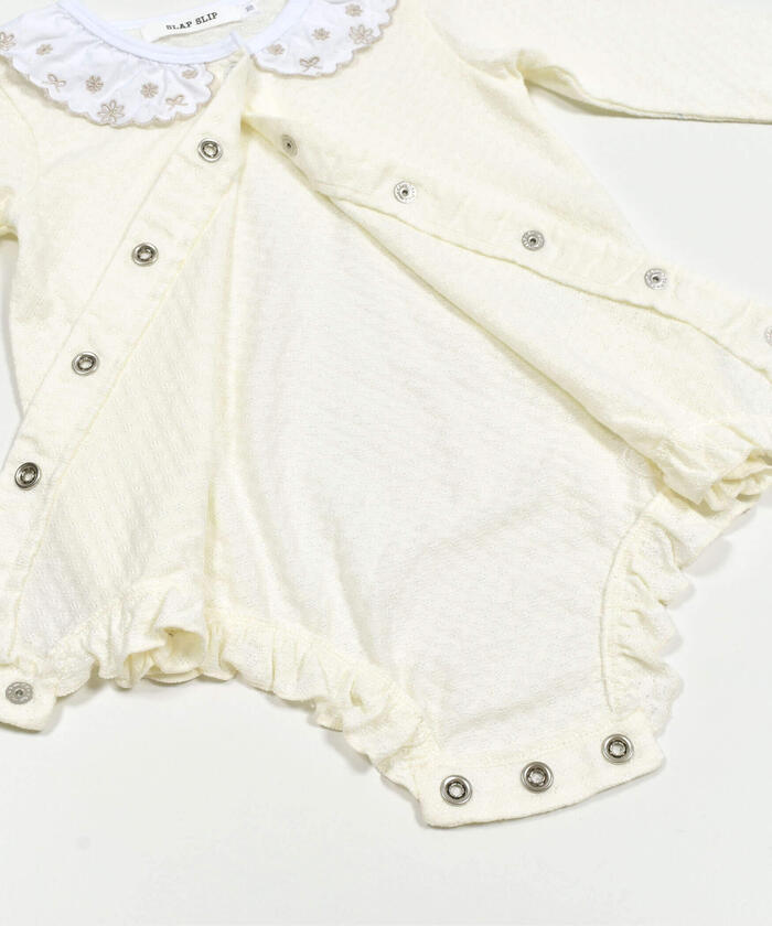 Slap Slip Baby Scalloped Edge Embroidered Collar Bodysuit Mini Baby