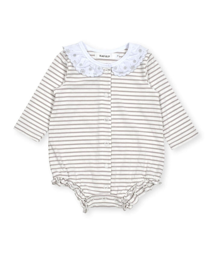 Slap Slip Baby Scalloped Edge Embroidered Collar Bodysuit Mini Baby