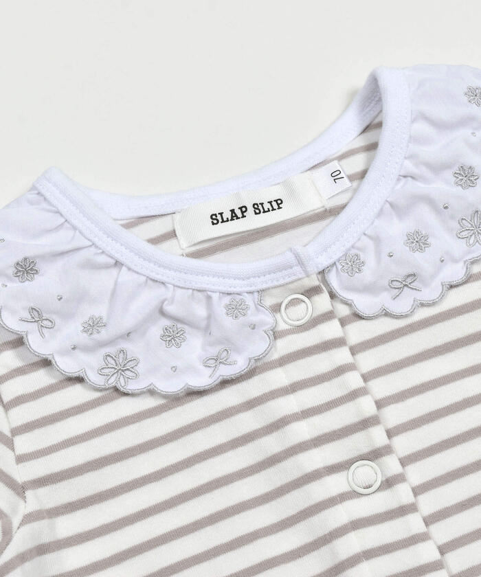 Slap Slip Baby Scalloped Edge Embroidered Collar Bodysuit Mini Baby